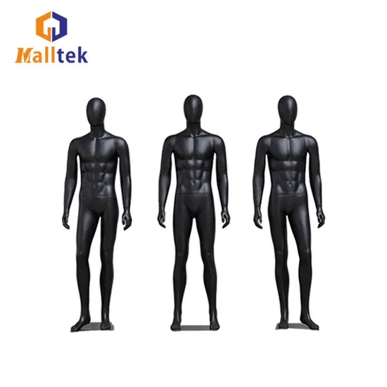 Store Display Black Light Egg Head Full Body Standing Plastic Mannequin