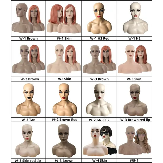 Realistic Display Wig Fiberglass Training Mannequin Head with Shoulders for Mannequin Head