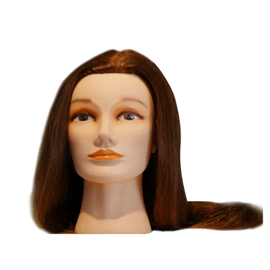 100% Real Hair Mannequin Head Hairdresser Training Head Manikin Cosmetology Doll Head 