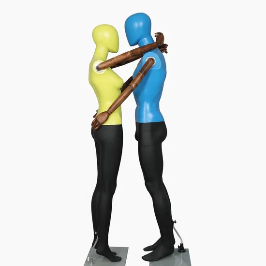 Half Body Male/Female Display Mannequin with Wooden Arms 