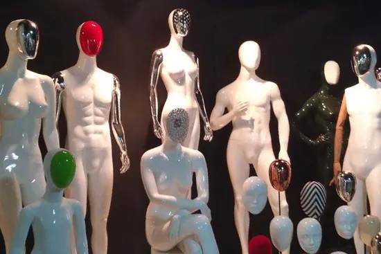 Window Display Model Fiberglass Dummy Abstract Ron Circle Head Mannequin Standing Male Mannequin 