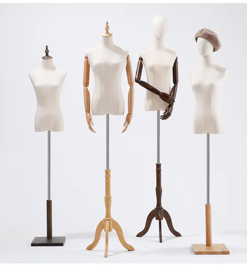 Movable Arms Wood Base Female Display Mannequin 