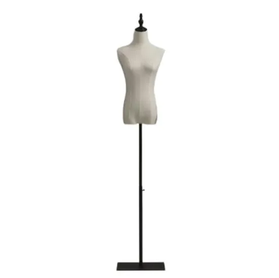 Wholesale Fabric Covered Mannequin with Wooden Arms Fashion Women Standing Dummy Half Body Mannequin Female Dress Form for Clothes Display 