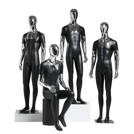 Fiberglass Male Full Body Mannequin Chrome Head Hand Big Muscle Male Mannequin 